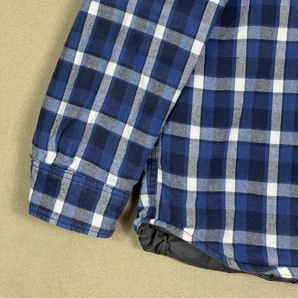 Big Mac Jacket Mens XL Blue Plaid Lined Puffer Flannel Chest Pockets Snap Up - Picture 9 of 12